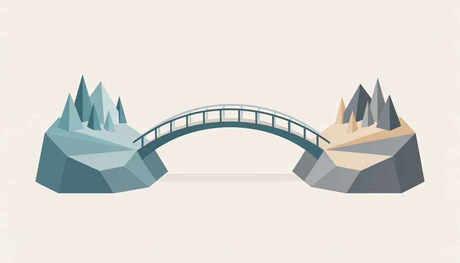 Low-angle view of a steel bridge symbolizing connection between two sides of search marketing.